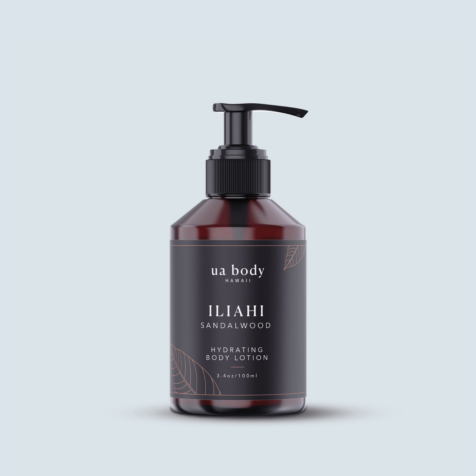 Iliahi Sandalwood Lotion in front of blue background